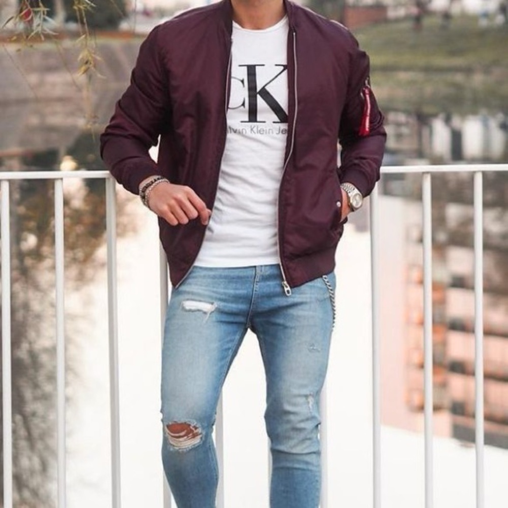 Nike Sportswear Maroon Fleece Destroyer Bomber Jacket L - Picture 7 of 7